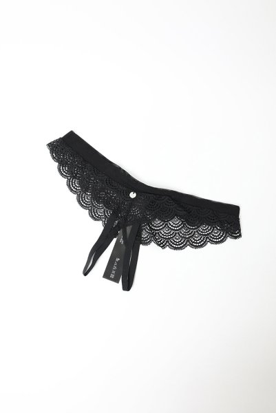 画像9: Chemeris crotchless panties | クロッチレスタンガ（オープンクロッチ・幾何学模様・シースルー・ブラック）| Obsessive 高級Sexyランジェリー (9)