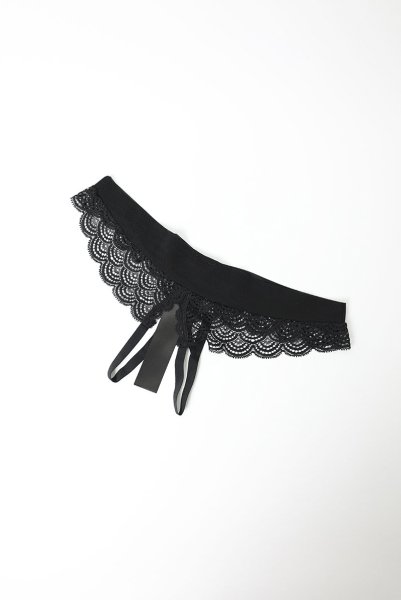 画像10: Chemeris crotchless panties | クロッチレスタンガ（オープンクロッチ・幾何学模様・シースルー・ブラック）| Obsessive 高級Sexyランジェリー (10)