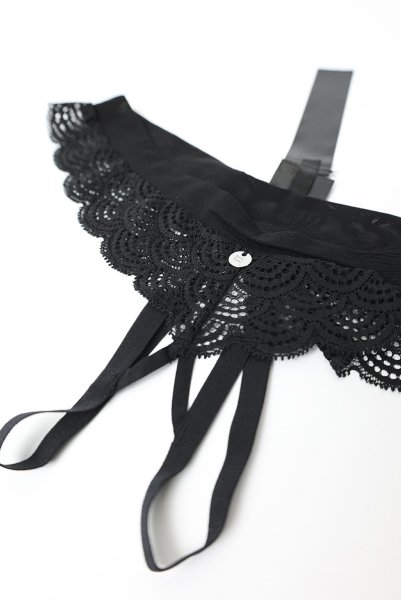 画像11: Chemeris crotchless panties | クロッチレスタンガ（オープンクロッチ・幾何学模様・シースルー・ブラック）| Obsessive 高級Sexyランジェリー (11)