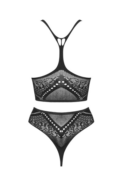 画像2: K103 top & panties | ブラレット&クロッチレスタンガ 2点セット（ワイヤーなし・クロッチレス・ニット素材・ブラック）| Obsessive 高級Sexyランジェリー (2)