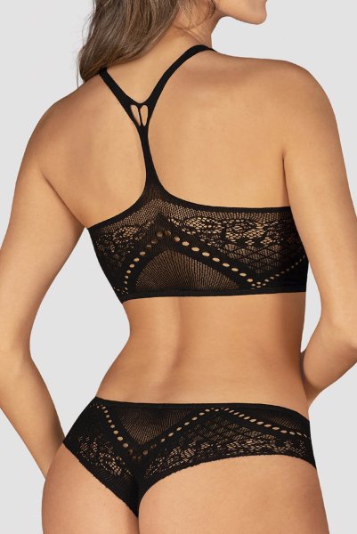 画像8: K103 top & panties | ブラレット&クロッチレスタンガ 2点セット（ワイヤーなし・クロッチレス・ニット素材・ブラック）| Obsessive 高級Sexyランジェリー (8)