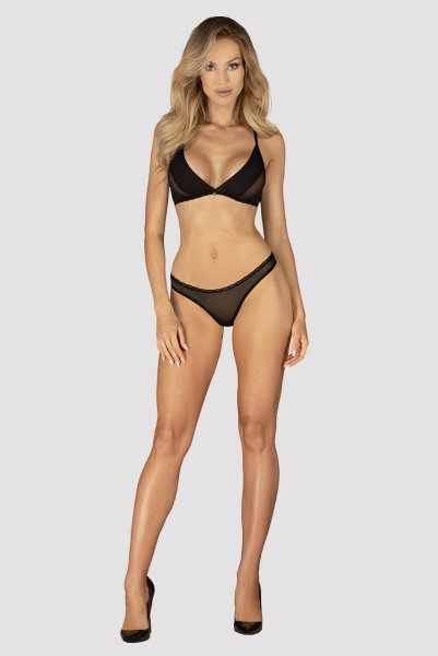 画像5: Latinesa 2 pcs set | ブラ&タンガ 2点セット(ワイヤーなし・フラワーモチーフ・シースルー・ブラック)| Obsessive 高級Sexyランジェリー (5)