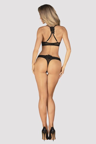 画像6: Latinesa 2 pcs set | ブラ&タンガ 2点セット(ワイヤーなし・フラワーモチーフ・シースルー・ブラック)| Obsessive 高級Sexyランジェリー (6)