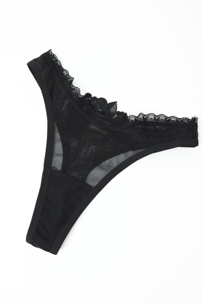 画像20: Latinesa 2 pcs set | ブラ&タンガ 2点セット(ワイヤーなし・フラワーモチーフ・シースルー・ブラック)| Obsessive 高級Sexyランジェリー (20)