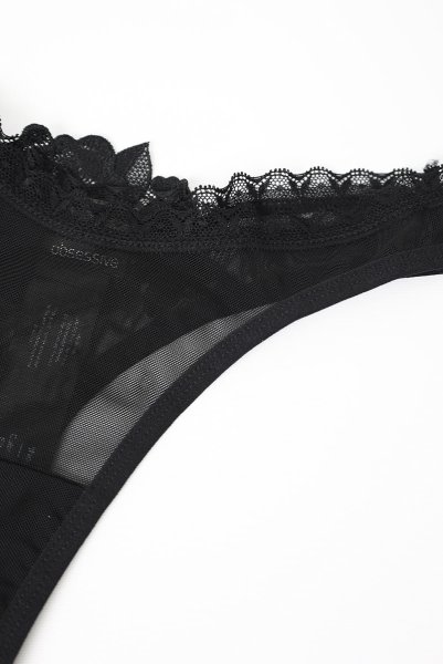 画像22: Latinesa 2 pcs set | ブラ&タンガ 2点セット(ワイヤーなし・フラワーモチーフ・シースルー・ブラック)| Obsessive 高級Sexyランジェリー (22)