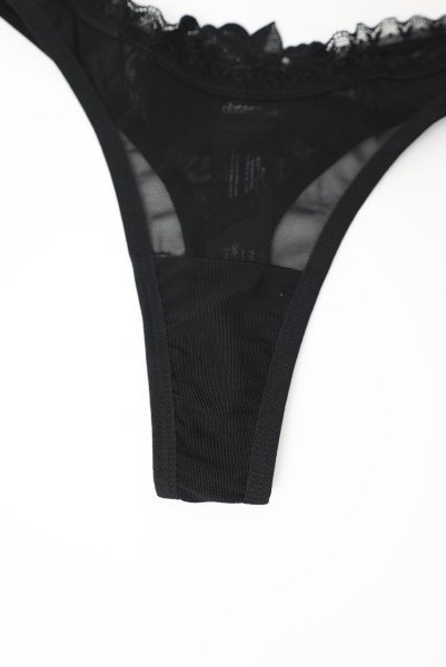 画像23: Latinesa 2 pcs set | ブラ&タンガ 2点セット(ワイヤーなし・フラワーモチーフ・シースルー・ブラック)| Obsessive 高級Sexyランジェリー (23)