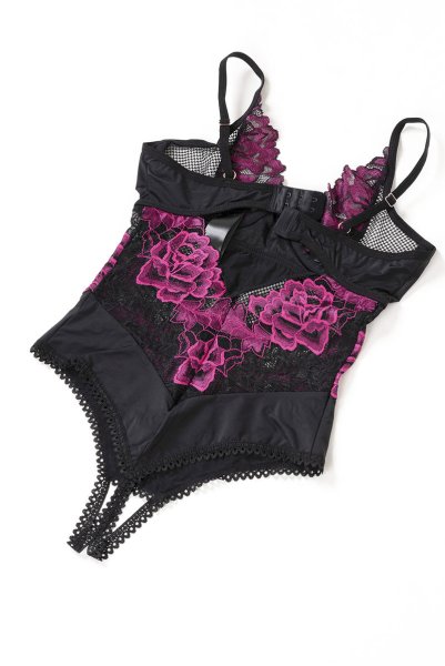 画像12: Rosenty crotchless teddy | テディ・クロッチレス・ワイヤー入り・ブラック×ピンク  | Obsessive 高級Sexyランジェリー (12)