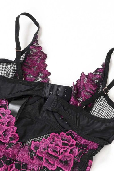 画像14: Rosenty crotchless teddy | テディ・クロッチレス・ワイヤー入り・ブラック×ピンク  | Obsessive 高級Sexyランジェリー (14)