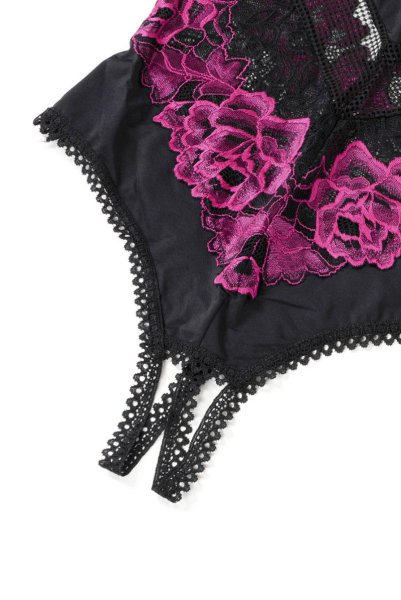 画像15: Rosenty crotchless teddy | テディ・クロッチレス・ワイヤー入り・ブラック×ピンク  | Obsessive 高級Sexyランジェリー (15)