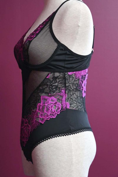 画像25: Rosenty crotchless teddy | テディ・クロッチレス・ワイヤー入り・ブラック×ピンク  | Obsessive 高級Sexyランジェリー (25)