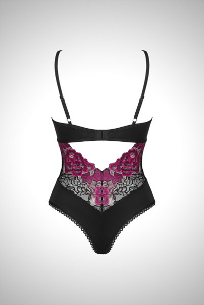 画像2: Rosenty teddy | テディ・ワイヤー入り・ブラック×ピンク  | Obsessive 高級Sexyランジェリー (2)