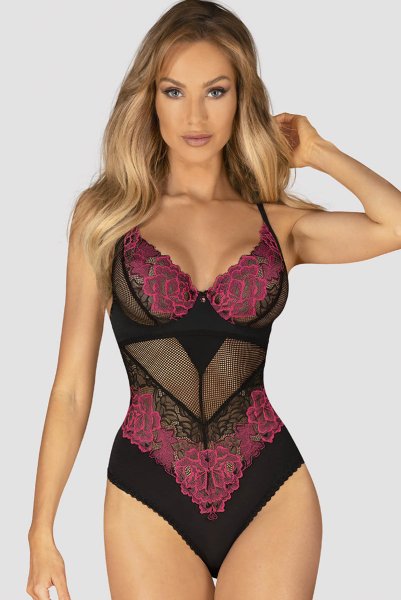 画像3: Rosenty teddy | テディ・ワイヤー入り・ブラック×ピンク  | Obsessive 高級Sexyランジェリー (3)