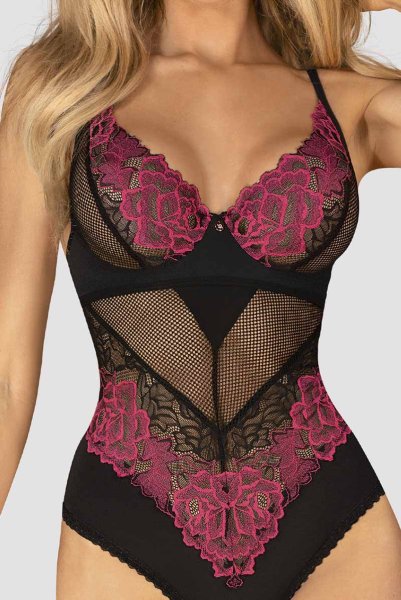 画像7: Rosenty teddy | テディ・ワイヤー入り・ブラック×ピンク  | Obsessive 高級Sexyランジェリー (7)