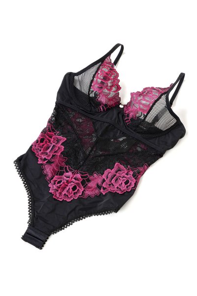 画像11: Rosenty teddy | テディ・ワイヤー入り・ブラック×ピンク  | Obsessive 高級Sexyランジェリー (11)