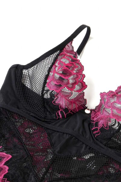 画像13: Rosenty teddy | テディ・ワイヤー入り・ブラック×ピンク  | Obsessive 高級Sexyランジェリー (13)