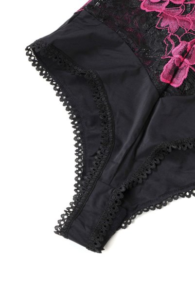 画像14: Rosenty teddy | テディ・ワイヤー入り・ブラック×ピンク  | Obsessive 高級Sexyランジェリー (14)