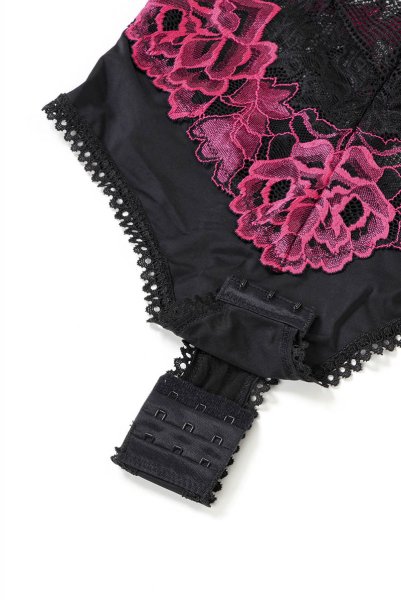 画像15: Rosenty teddy | テディ・ワイヤー入り・ブラック×ピンク  | Obsessive 高級Sexyランジェリー (15)