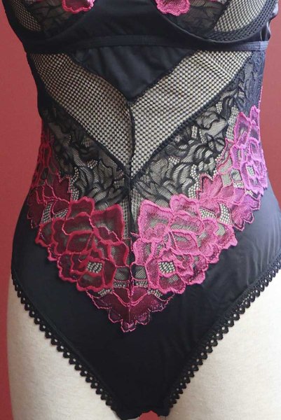 画像20: Rosenty teddy | テディ・ワイヤー入り・ブラック×ピンク  | Obsessive 高級Sexyランジェリー (20)