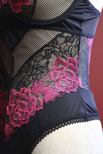 画像23: Rosenty teddy | テディ・ワイヤー入り・ブラック×ピンク  | Obsessive 高級Sexyランジェリー (23)