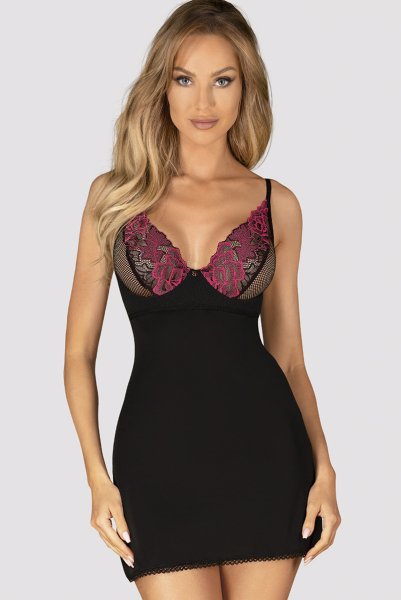 画像3: Rosenty chemise & thong |スリップドレス&タンガ2点セット・ブラック | obsessive 高級Sexyランジェリー (3)