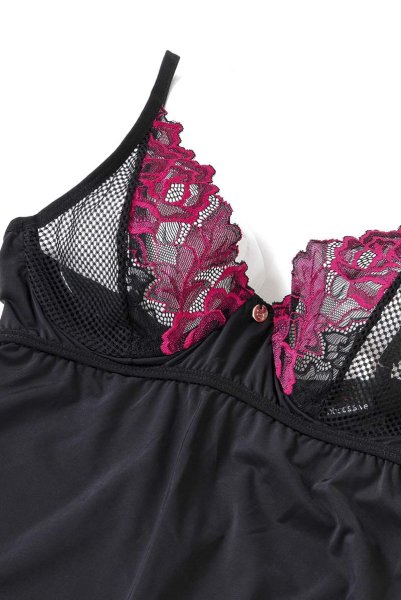 画像13: Rosenty chemise & thong |スリップドレス&タンガ2点セット・ブラック | obsessive 高級Sexyランジェリー (13)