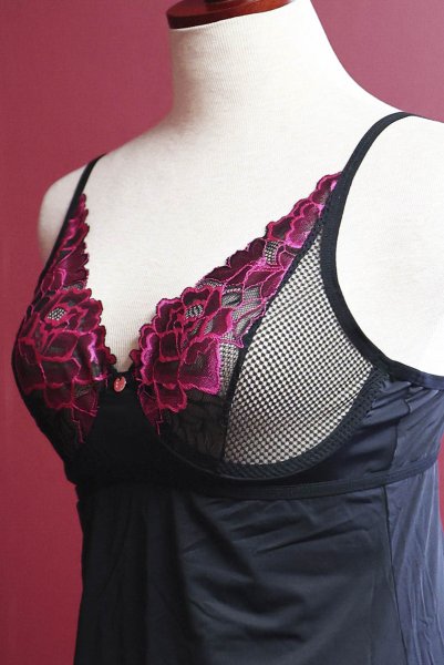 画像24: Rosenty chemise & thong |スリップドレス&タンガ2点セット・ブラック | obsessive 高級Sexyランジェリー (24)