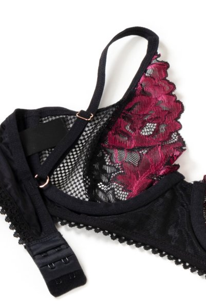 画像14: Rosenty 2-pcs crotchless set | ブラジャー&クロッチレスソング2点セット・ブラック ×ピンク| obsessive 高級Sexyランジェリー (14)