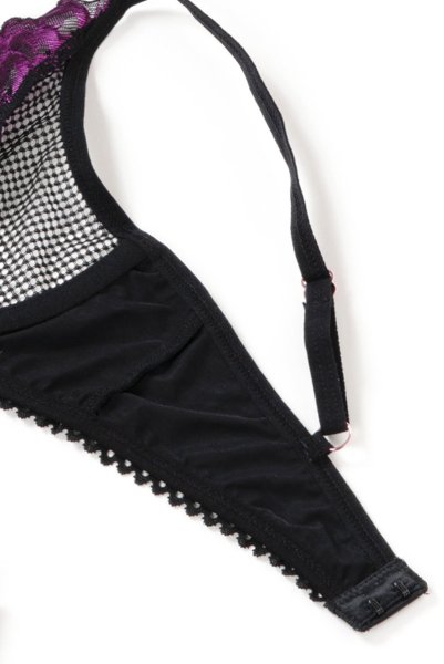 画像15: Rosenty 2-pcs crotchless set | ブラジャー&クロッチレスソング2点セット・ブラック ×ピンク| obsessive 高級Sexyランジェリー (15)