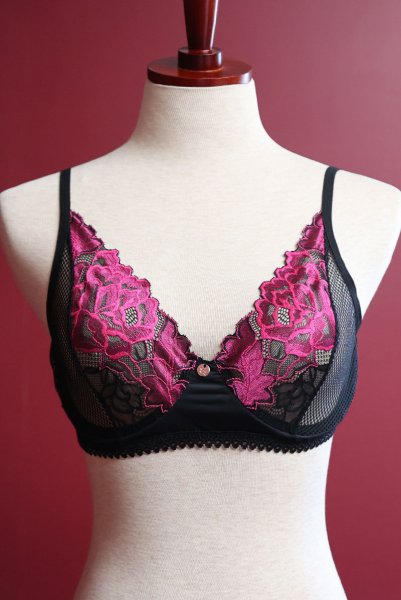画像20: Rosenty 2-pcs crotchless set | ブラジャー&クロッチレスソング2点セット・ブラック ×ピンク| obsessive 高級Sexyランジェリー (20)