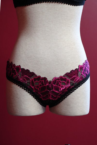 画像21: Rosenty 2-pcs crotchless set | ブラジャー&クロッチレスソング2点セット・ブラック ×ピンク| obsessive 高級Sexyランジェリー (21)