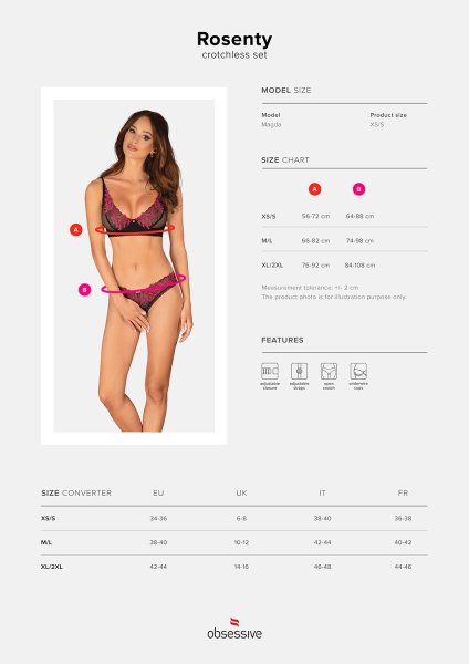 画像28: Rosenty 2-pcs crotchless set | ブラジャー&クロッチレスソング2点セット・ブラック ×ピンク| obsessive 高級Sexyランジェリー (28)