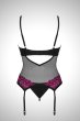 画像2: Rosenty corset |ガーターベルト付きコルセット＆クロッチレスタンガ2点セット・ブラック×ピンク | obsessive 高級Sexyランジェリー (2)