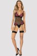 画像5: Rosenty corset |ガーターベルト付きコルセット＆クロッチレスタンガ2点セット・ブラック×ピンク | obsessive 高級Sexyランジェリー輸入下着・ランジェリー   (5)