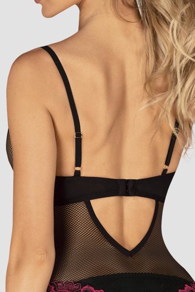 画像8: Rosenty corset |ガーターベルト付きコルセット&クロッチレスタンガ2点セット・ブラック×ピンク | obsessive 高級Sexyランジェリー (8)