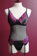 画像17: Rosenty corset |ガーターベルト付きコルセット＆クロッチレスタンガ2点セット・ブラック×ピンク | obsessive 高級Sexyランジェリー (17)