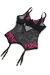 画像12: Rosenty corset |ガーターベルト付きコルセット＆クロッチレスタンガ2点セット・ブラック×ピンク | obsessive 高級Sexyランジェリー (12)