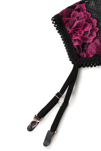 画像13: Rosenty corset |ガーターベルト付きコルセット&クロッチレスタンガ2点セット・ブラック×ピンク | obsessive 高級Sexyランジェリー (13)