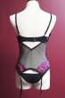 画像18: Rosenty corset |ガーターベルト付きコルセット＆クロッチレスタンガ2点セット・ブラック×ピンク | obsessive 高級Sexyランジェリー (18)