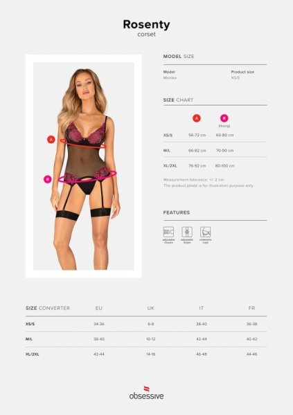 画像28: Rosenty corset |ガーターベルト付きコルセット&クロッチレスタンガ2点セット・ブラック×ピンク | obsessive 高級Sexyランジェリー (28)