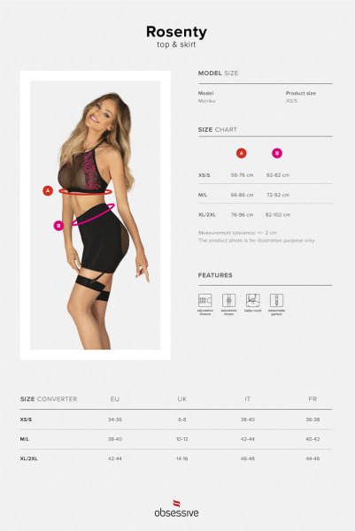 画像31: Rosenty top & skirt | ハイネックブラ&ガーターベルト付きスカート 2点セット・ベルト着脱可能 | obsessive 高級Sexyランジェリー (31)