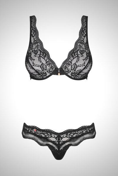 画像9: Luvae set | 一枚レースブラ＆Tバックセット・ノンパテッドブラ・シースルー・黒   | 高級Sexyランジェリー Obsessive (9)