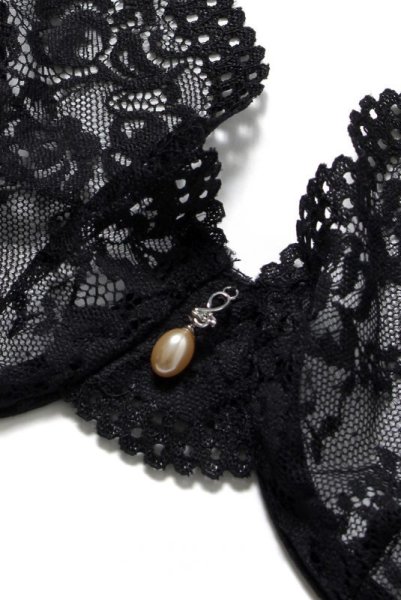 画像19: Luvae set | 一枚レースブラ＆Tバックセット・ノンパテッドブラ・シースルー・黒   | 高級Sexyランジェリー Obsessive (19)