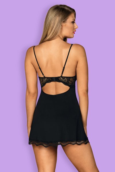 画像2: Luvae babydoll | ベビードール＆Tバック2点セット・ブラック   | 高級Sexyランジェリー Obsessive (2)