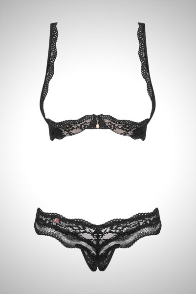 画像9: Luvae cupless set | オープンバストブラ＆クロッチレスタンガ・オープンクロッチ・ブラック   | 高級Sexyランジェリー Obsessive (9)