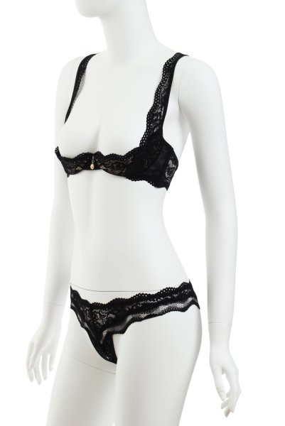 画像11: Luvae cupless set | オープンバストブラ＆クロッチレスタンガ・オープンクロッチ・ブラック   | 高級Sexyランジェリー Obsessive (11)