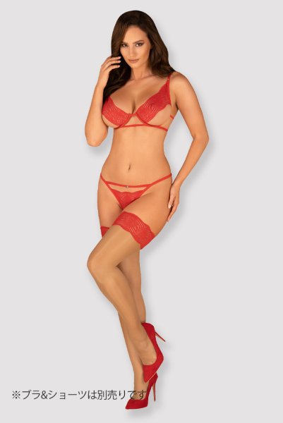 画像3: Mellania stockings | red | ガーターストッキング ・赤×ベージュ・肌側シリコンあり   | 高級Sexyランジェリー Obsessive (3)