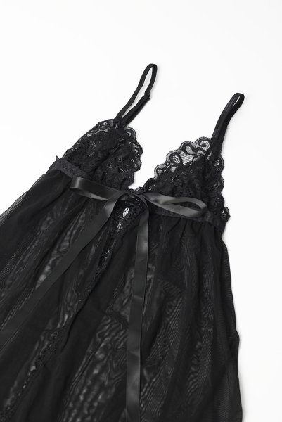 画像10: Blomentis babydoll |スリップドレス&タンガ(ワイヤーなし・リボン・シースルー・ブラック) | Obsessive 高級Sexyランジェリー (10)
