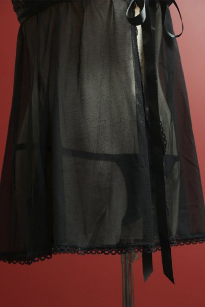 画像26: Blomentis babydoll |スリップドレス&タンガ(ワイヤーなし・リボン・シースルー・ブラック) | Obsessive 高級Sexyランジェリー (26)