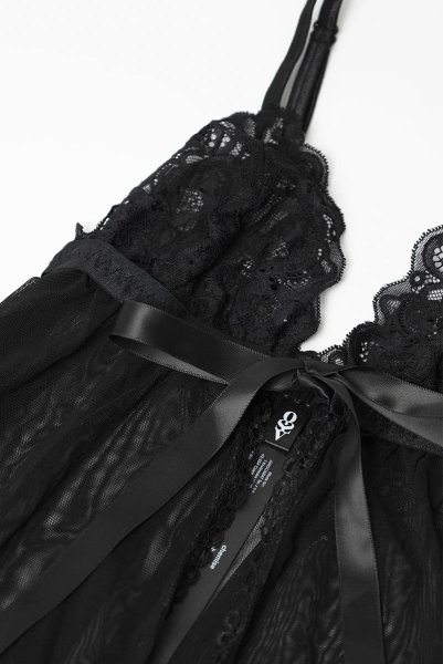 画像13: Blomentis babydoll |スリップドレス&タンガ(ワイヤーなし・リボン・シースルー・ブラック) | Obsessive 高級Sexyランジェリー (13)