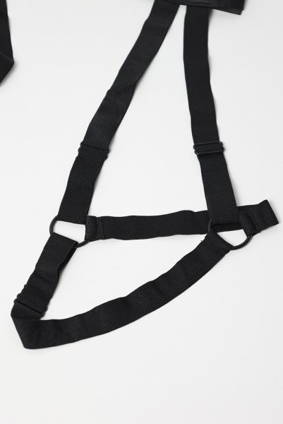 画像21: Blomentis 3-pcs set|ブラ&ガーターベルト風ハーネス&タンガ3点セット(ワイヤーなし・リボン・シースルー・ブラック) | Obsessive 高級Sexyランジェリー (21)